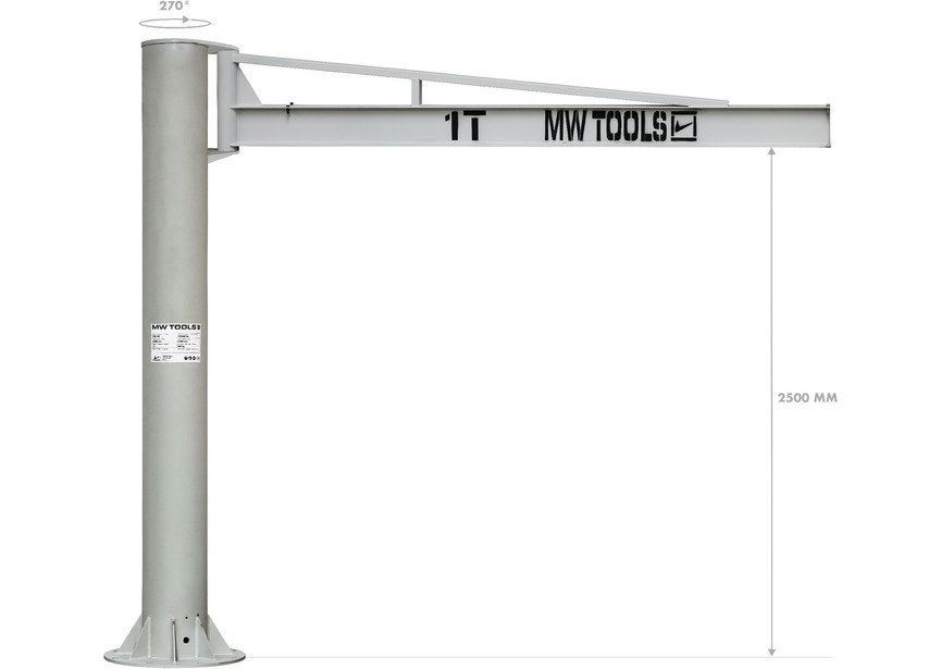 kolomzwenkkraan manueel 1T gieklengte 3m MW Tools / Nieuw