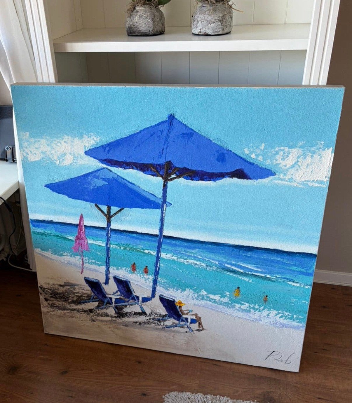 Heel mooi schilderij 100x100vm, Ophalen, Zo goed als nieuw