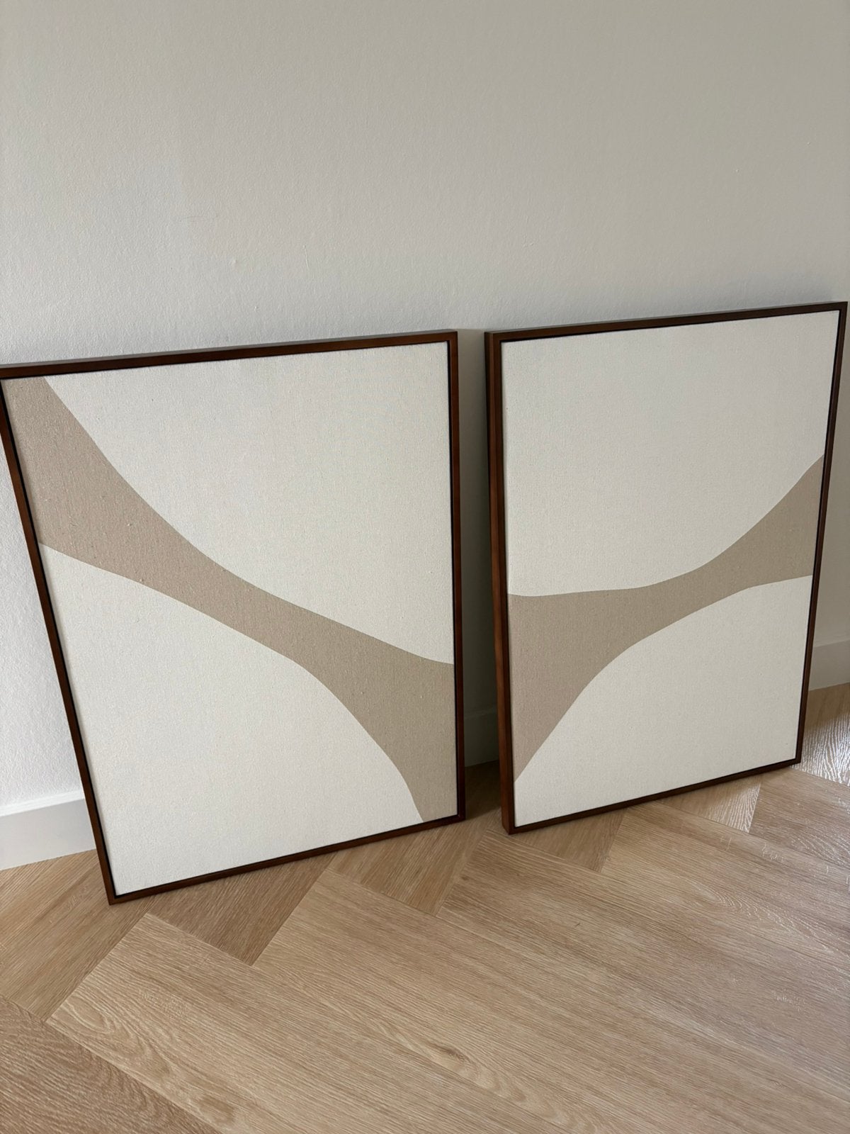 Japandi stijl schilderijen wall art beige/bruin/creme, Ophalen of Verzenden