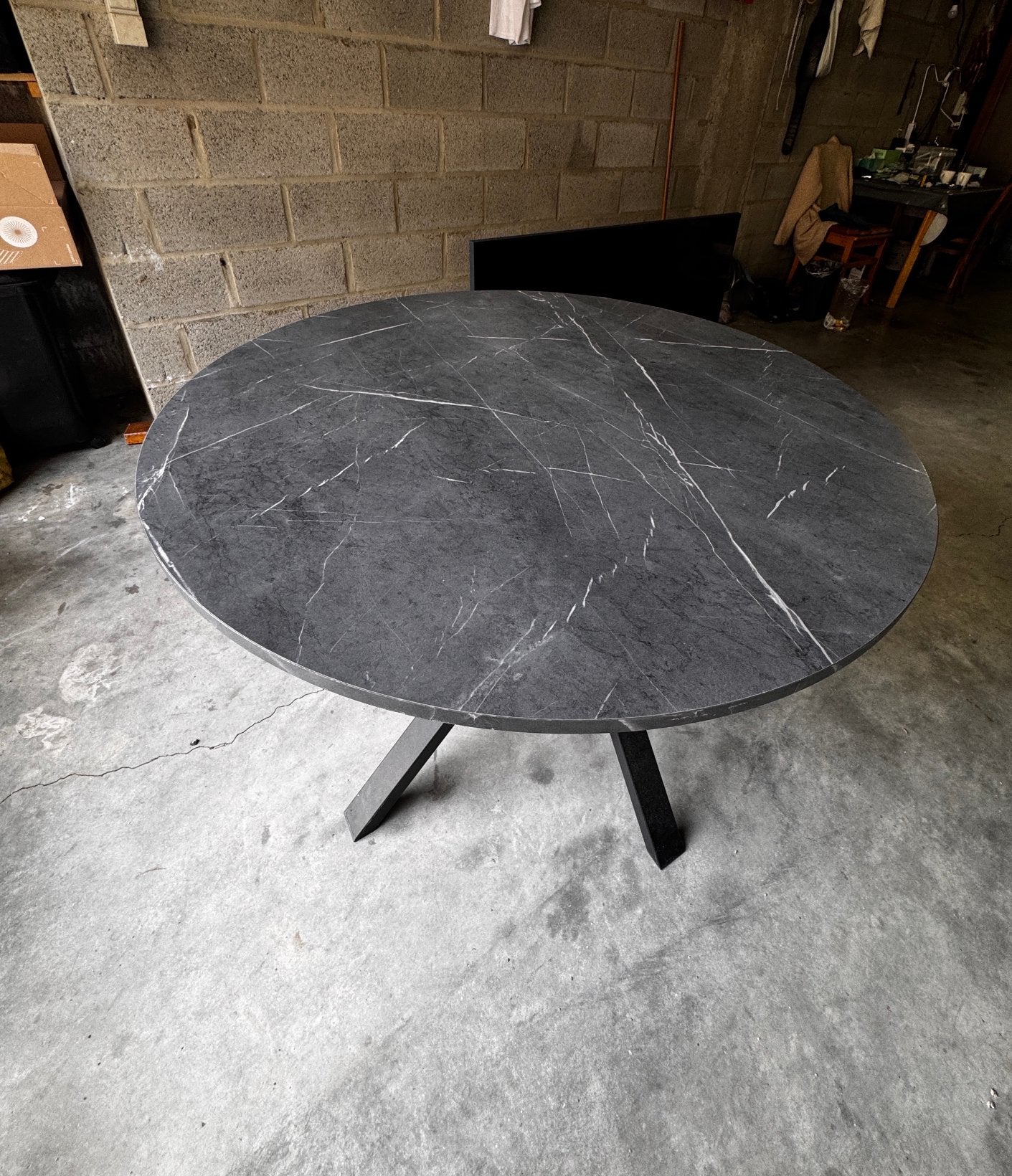 Ronde IKEA marmerlook te koop Mariedamm tafel, Ophalen, Zo goed als nieuw, Rond, 100 tot 150 cm