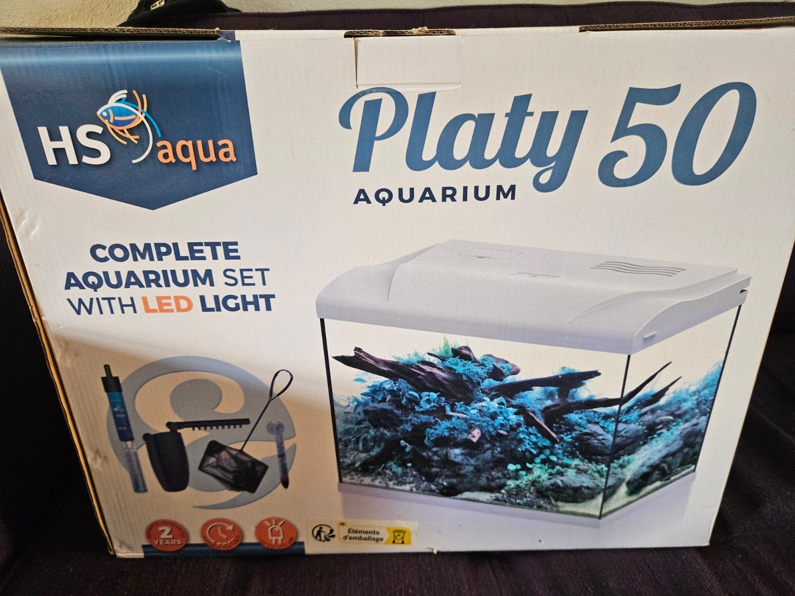 Aquarium wit met led, Ophalen, Verwarming, Gebruikt, HS Aqua