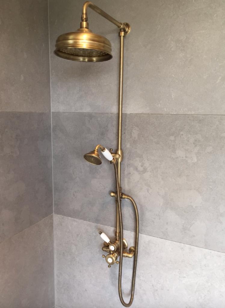 Huber Victorian Thermostatische Doucheset 20cm Brons, Doe-het-zelf en Verbouw, Sanitair, Ophalen, Zo goed als nieuw, Koper, Douche