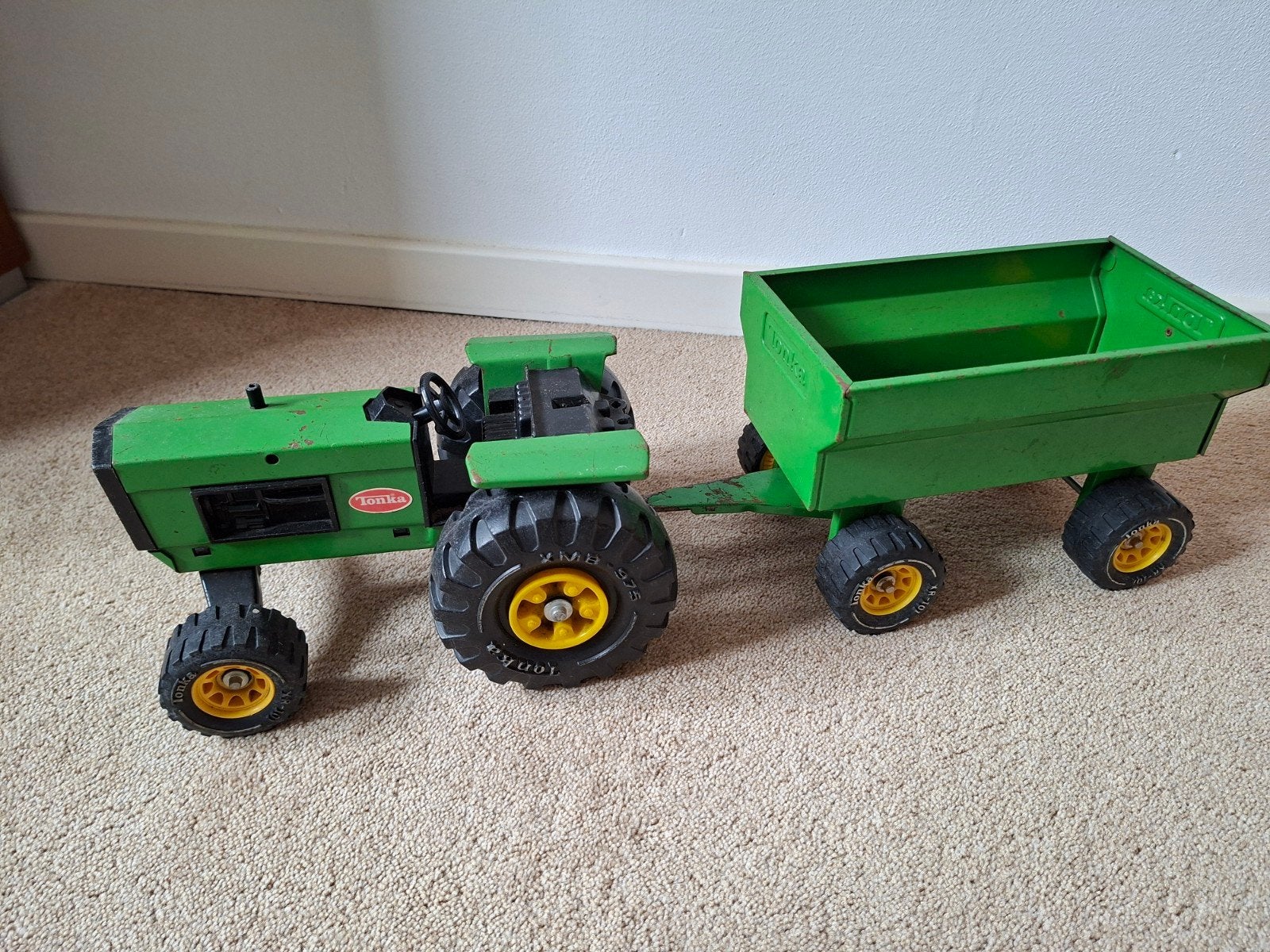 Tonka Tractor met Aanhanger - Vintage Speelgoed, Kinderen en Baby's, Speelgoed | Speelgoedvoertuigen, Ophalen of Verzenden, Gebruikt