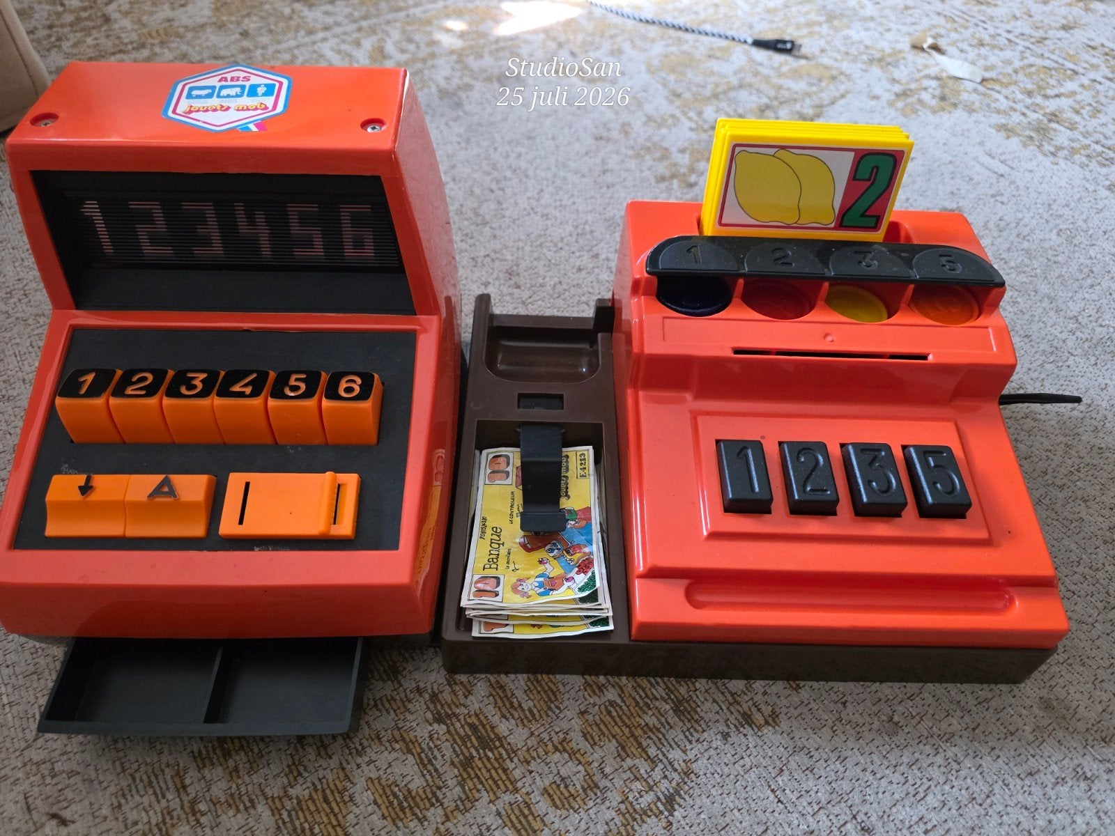 Vintage Smoby Jouets Mob kassa met geld en kaarten, Kinderen en Baby's, Speelgoed | Overig, Ophalen of Verzenden