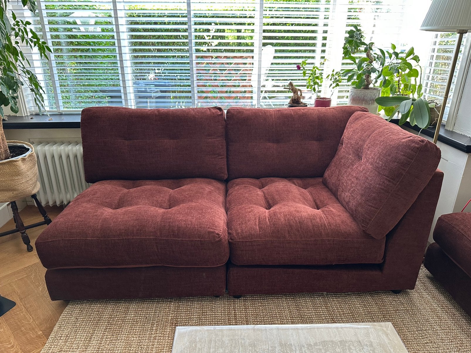 Bordeaux/Terracotta rode modulaire 2,5-zits bank, Huis en Inrichting, Banken | Bankstellen, Ophalen, 150 tot 200 cm, 75 tot 100 cm