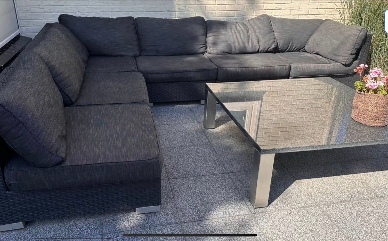 Bijna gratis MOET WEG  loungeset 6 persoons grijze kussens, Ophalen, Gebruikt, Loungeset, Wicker