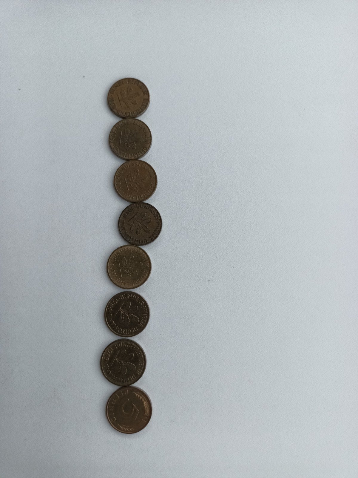 Set van 8 Duitse 5 Pfennig munten, Ophalen of Verzenden, Duitsland, Setje