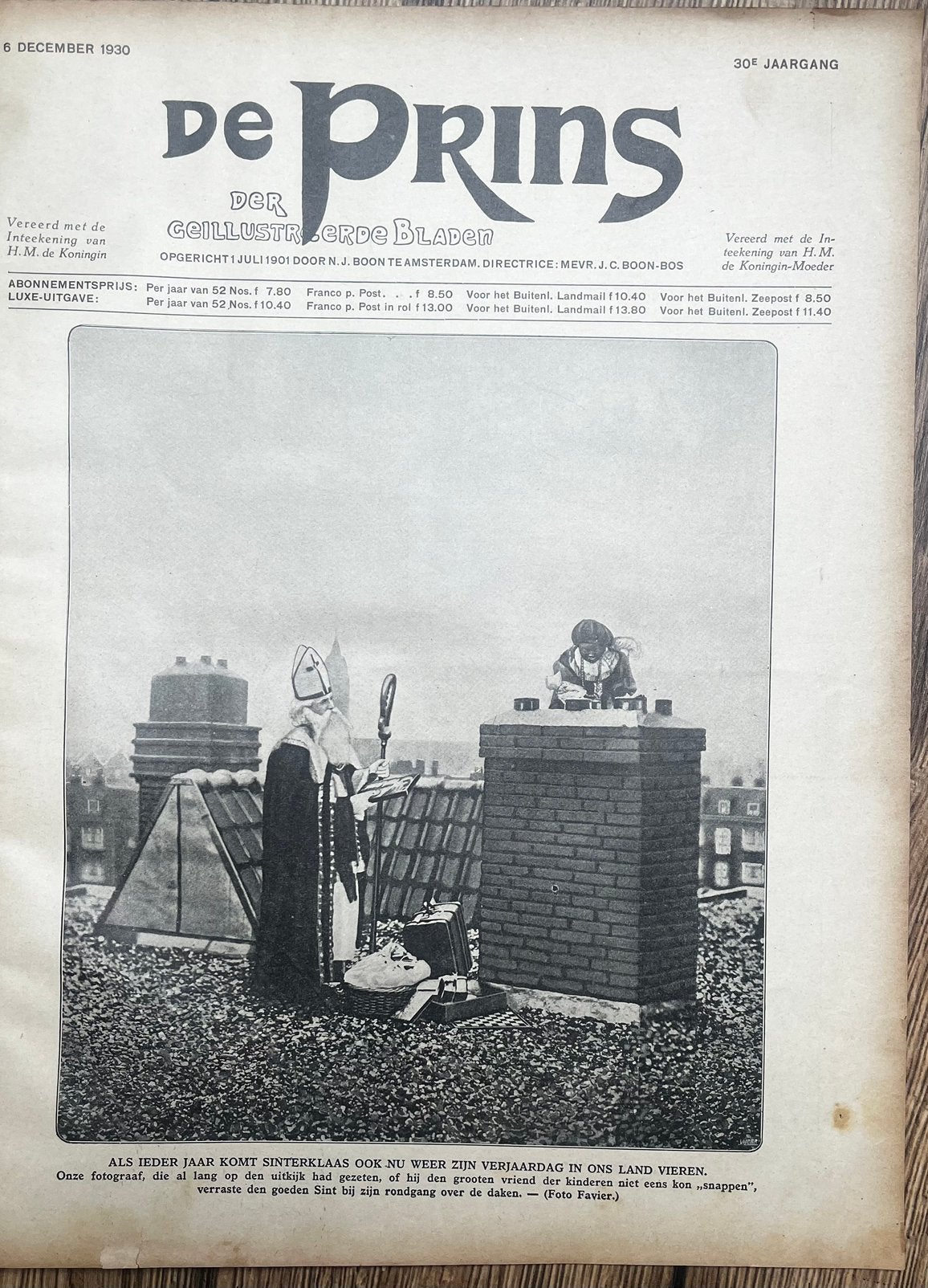 tijdschrift De Prins dec. 1930 Sinterklaas Pieterbaas dak, Ophalen of Verzenden, 1920 tot 1940, Tijdschrift