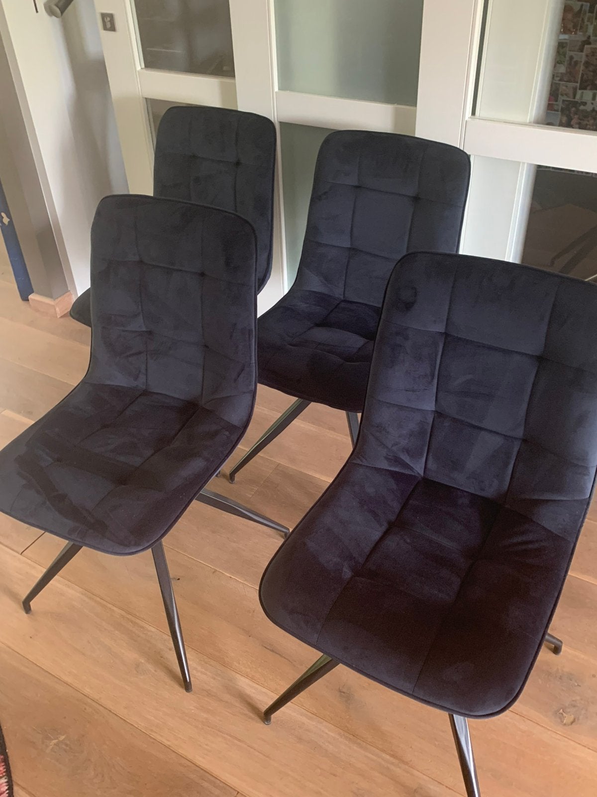 4 eetkamerstoelen. Blauw, rookvrij. ZGAN, Ophalen, Zo goed als nieuw, Blauw, Vier