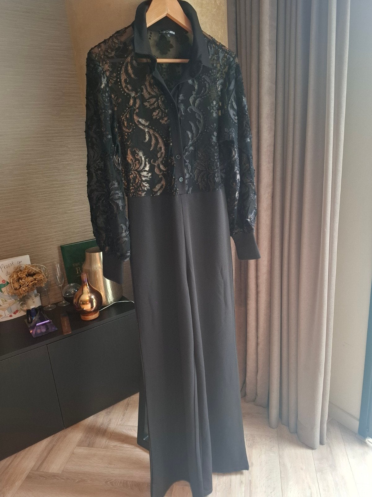 Opvallende zwarte jumpsuit met kanten details, Kleding | Dames, Jumpsuits, Maat 38/40 (M), Zwart, Ophalen of Verzenden, Zo goed als nieuw