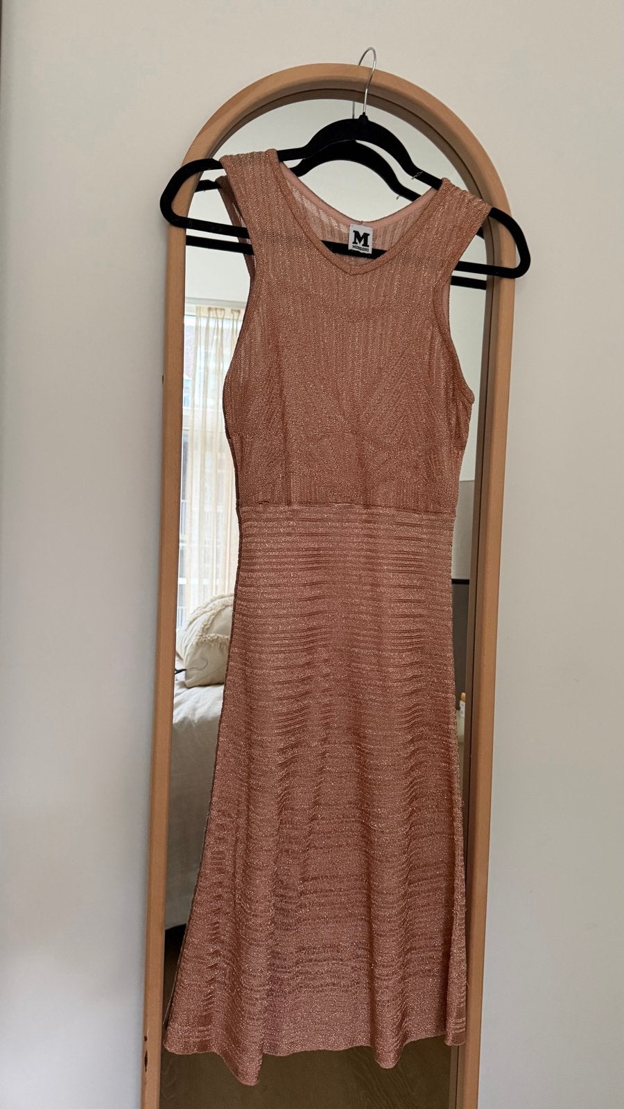 Missoni jurk in roze/goud met zigzagpatroon, Ophalen of Verzenden, Zo goed als nieuw, Knielengte, Roze