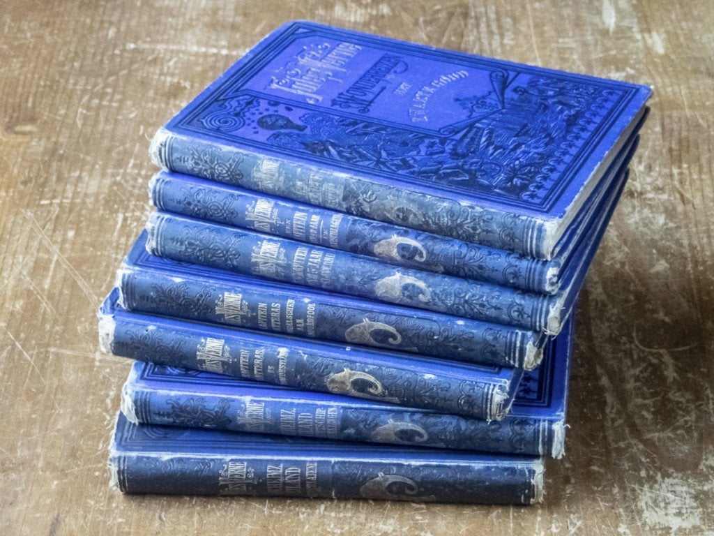 Jules Verne - 7 delen -  19e eeuwse drukken (ca. 1880), Ophalen, Gelezen, Jules Verne