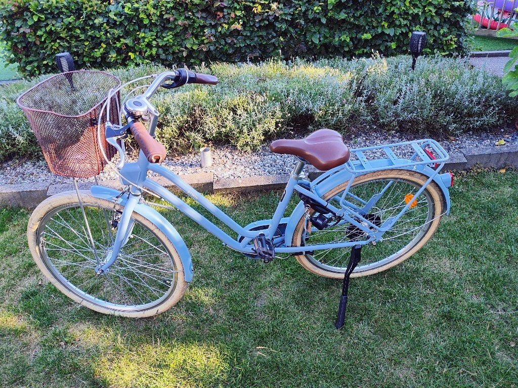 Stadsfiets Elops 520 lichtblauw xs 26 inch, Fietsen en Brommers, Fietsen | Dames | Damesfietsen, Gebruikt, Velgrem, Versnellingen