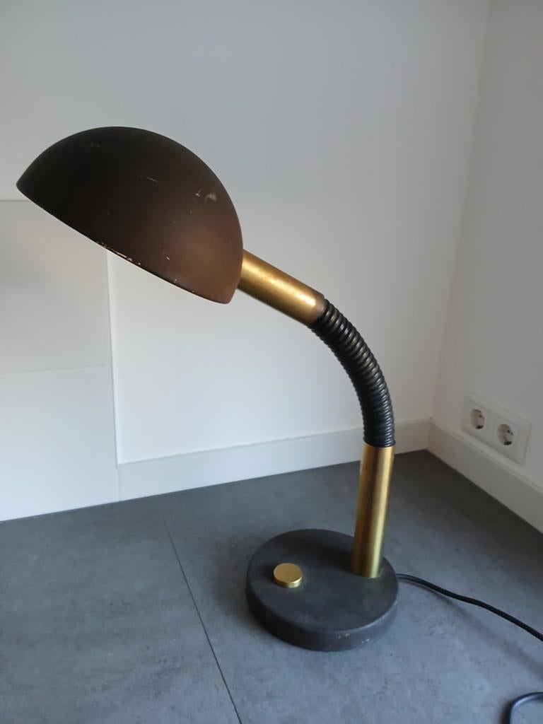 Vintage design Hillebrand bureaulamp tafellamp notarislamp, Ophalen of Verzenden, Gebruikt, Metaal