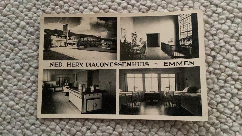 Ansichtkaart Emmen Nederlands Hervormd Diaconessenhuis 1944, Ophalen of Verzenden, 1940 tot 1960, Gelopen, Drenthe