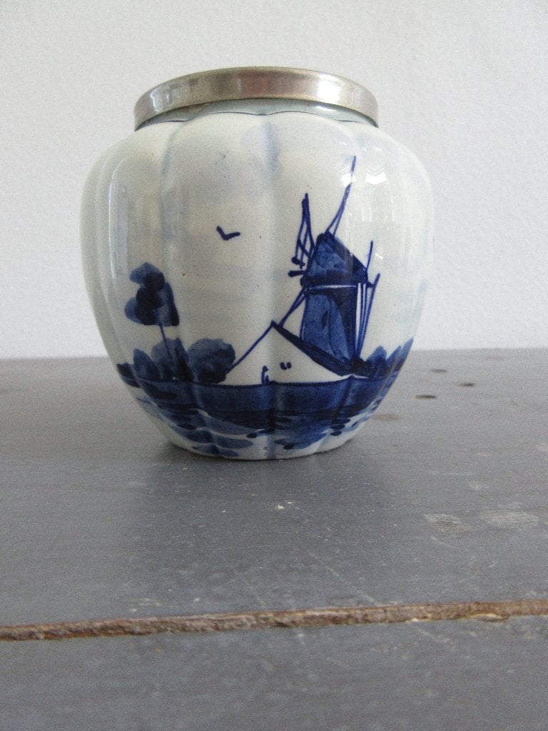 Vintage Delfts Blauw lepelvaasje geribbeld, Antiek en Kunst, Verzenden