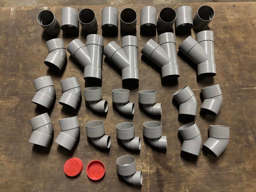 75mm, pvc, hulpstukken, bocht, mof, t(y)-stuk, verloop, Ophalen, Zo goed als nieuw