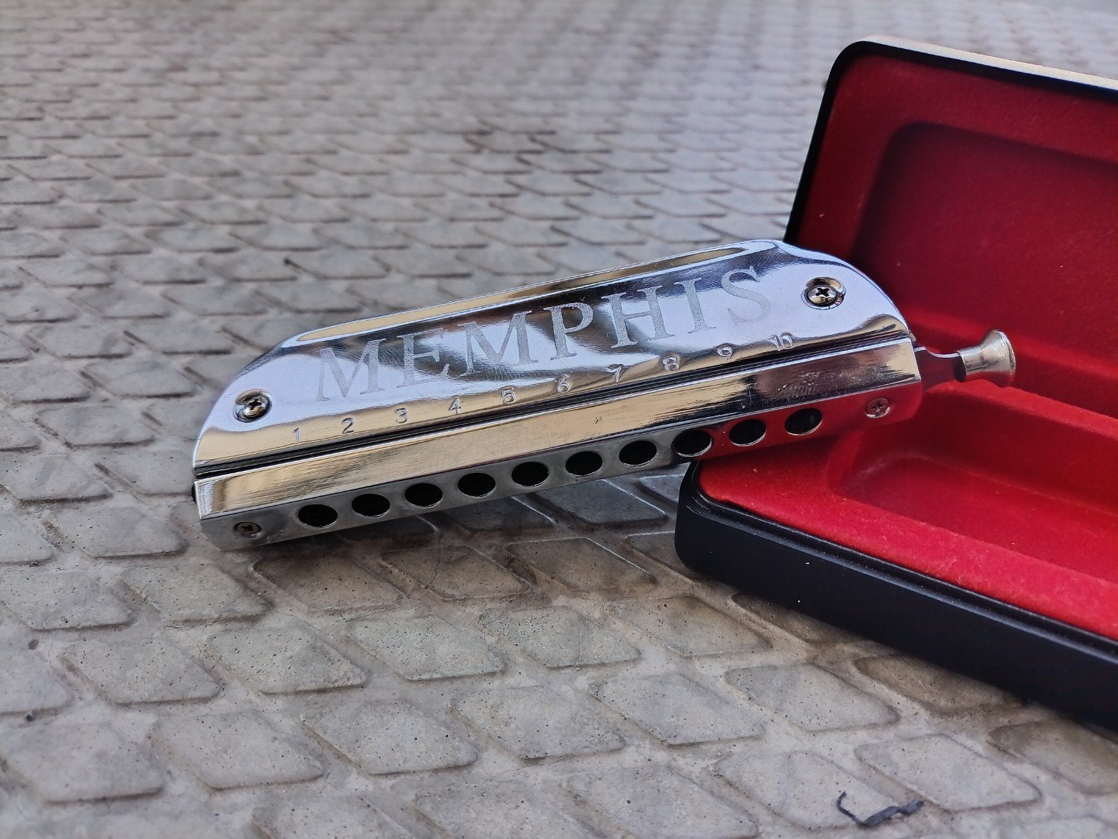 Memphis Chromatische Mondharmonica met doosje, Ophalen of Verzenden