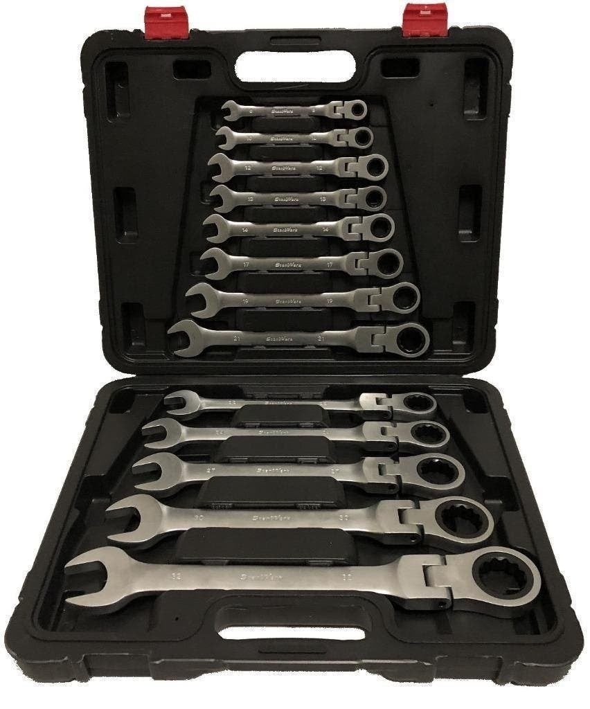 Steek- ringratel sleutel set 13dlg. Flexibele kop, Ophalen of Verzenden, -, -, -