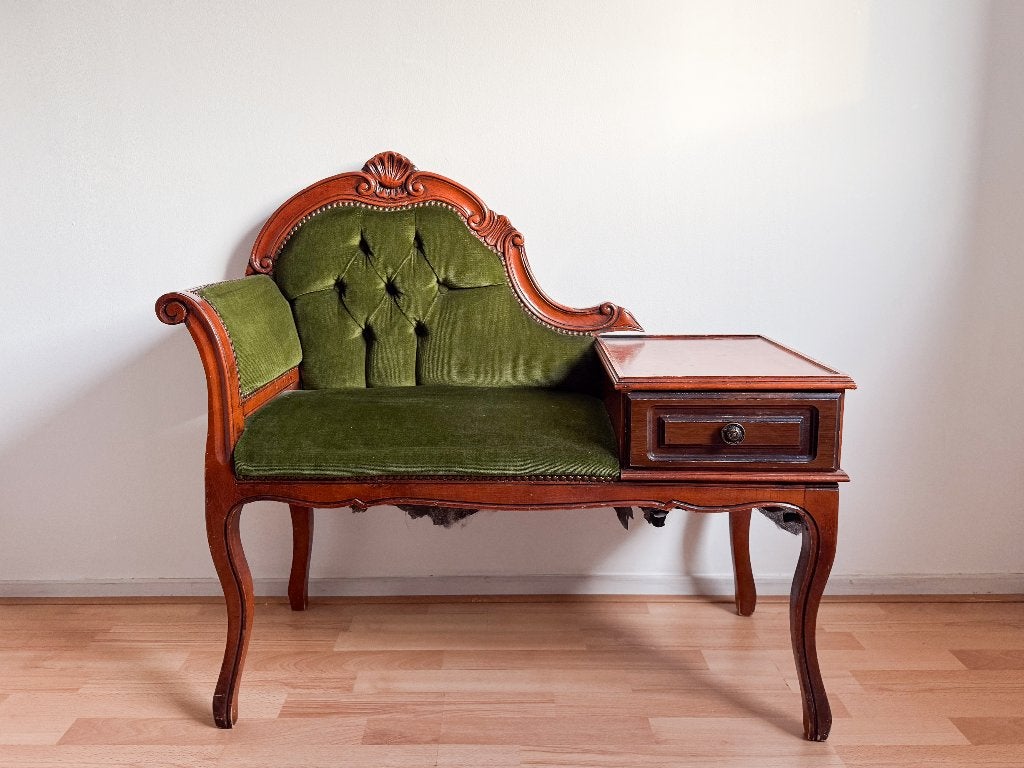 Vintage telefoonbankje - opknapper, Ophalen, Gebruikt, Eenpersoons, Minder dan 75 cm