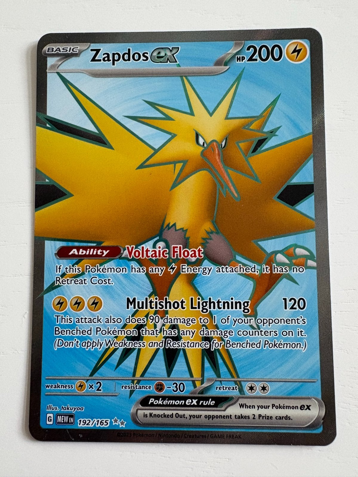 Zapdos ex 192/165 Pokémon kaart - Obsidian Flames, Ophalen of Verzenden, Nieuw, Losse kaart, Foil