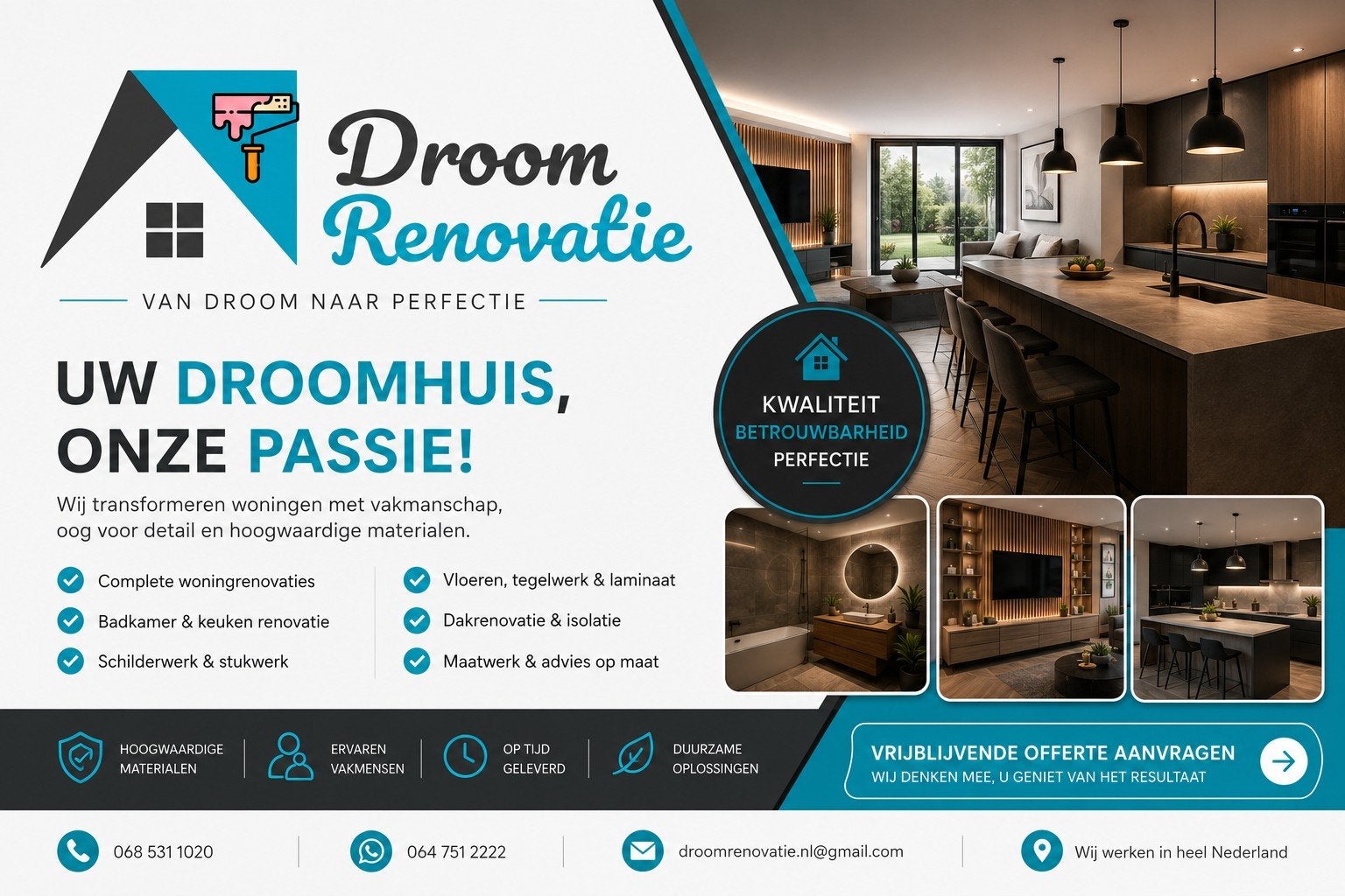 Plafond verlichting + Stucwerk + schilder+ tegels+ behang, Garantie, Meubels