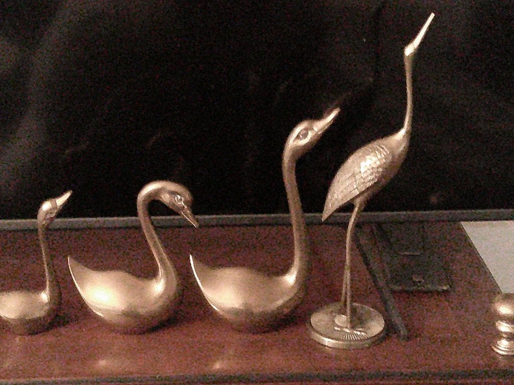3 Grote Eenden en 1 kraanvogel Messing., Ophalen of Verzenden, Koper