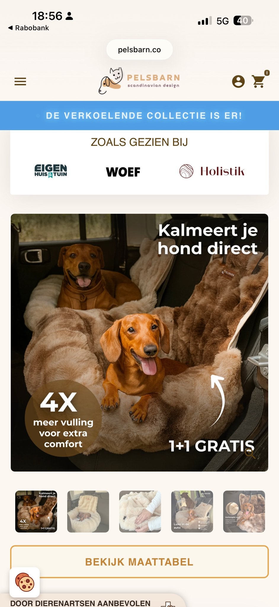 Pelsbarn luxe automand maat S, Ophalen of Verzenden, Zo goed als nieuw, Hondenautostoel