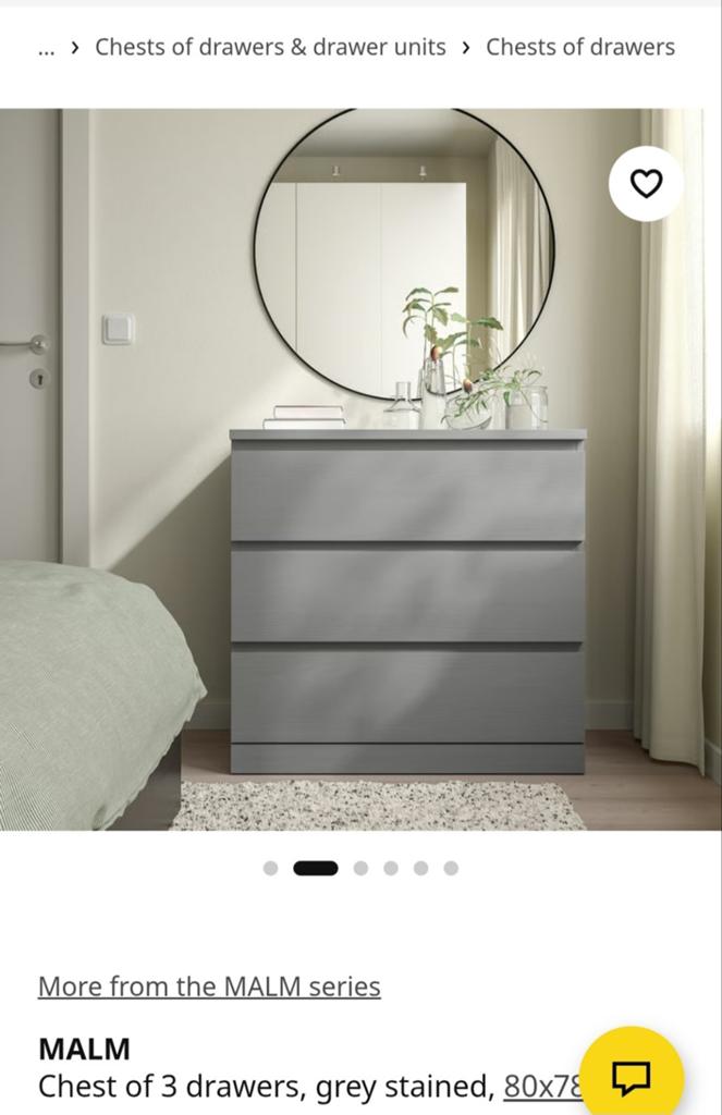 Ikea Malm ladekast 80x78 cm - Grijs gebeitst, Ophalen, 5 laden of meer, 50 tot 100 cm, Zo goed als nieuw