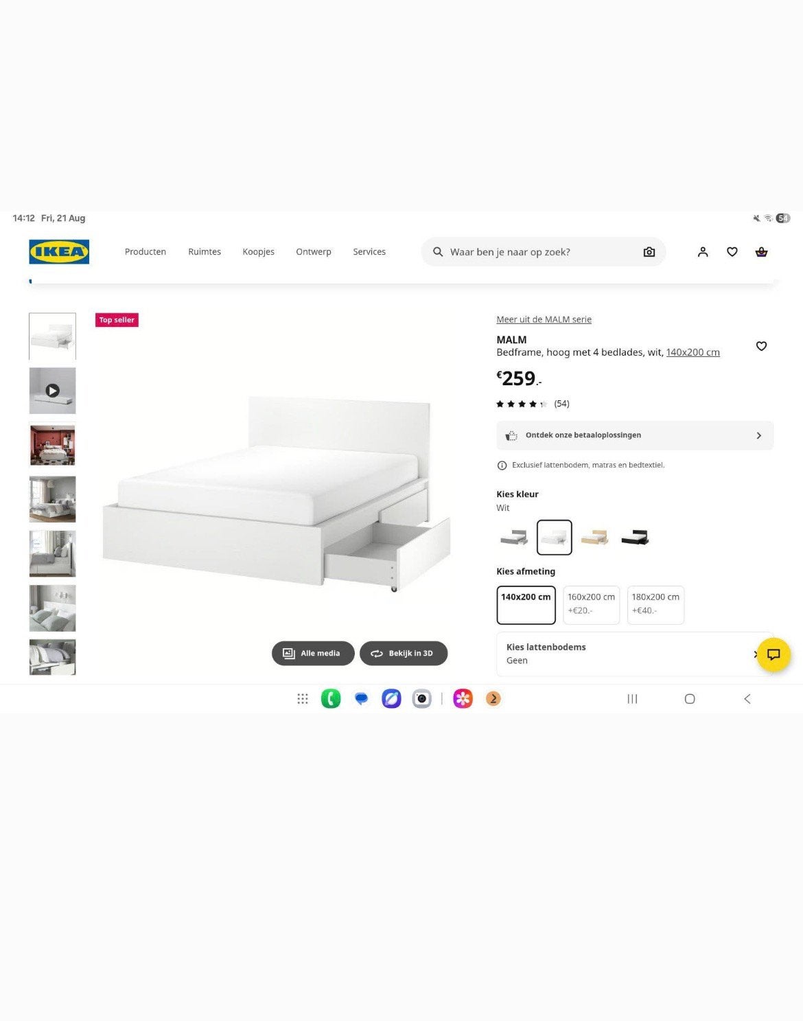 Ikea bed met lade, Ophalen, 100 tot 150 cm, Zo goed als nieuw, Minder dan 100 cm