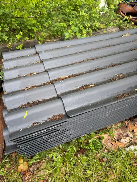 Vezelcement dakplaten ongeveer 70 m2, Overige materialen, Gebruikt, Zwart, 15 m² of meer
