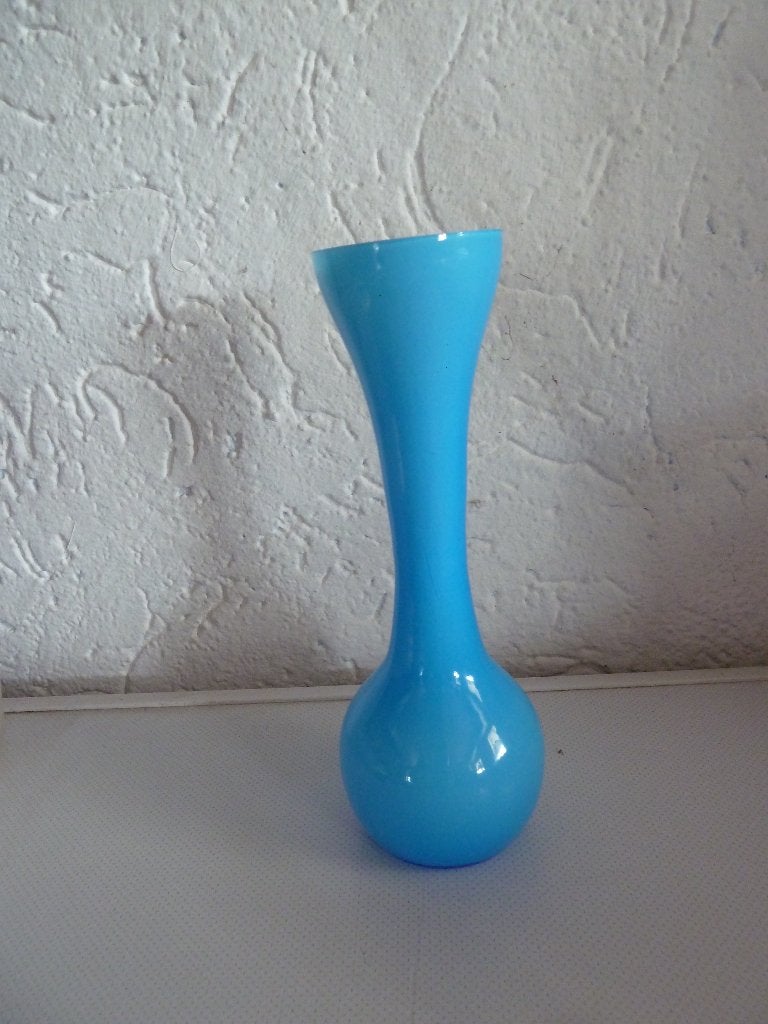 licht blauwe opaline vaas, Ophalen of Verzenden