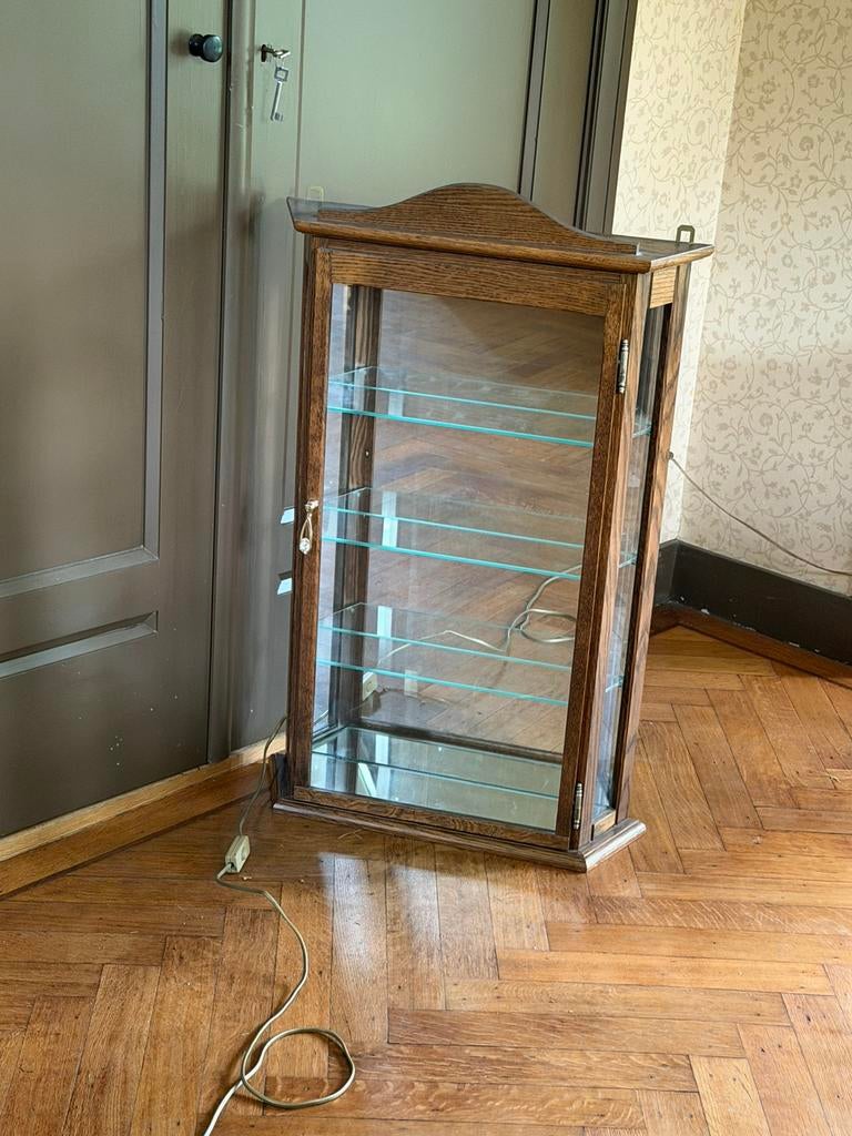 Hang vitrinekast met verlichting, Ophalen, Met deur(en), Glas, Klassiek