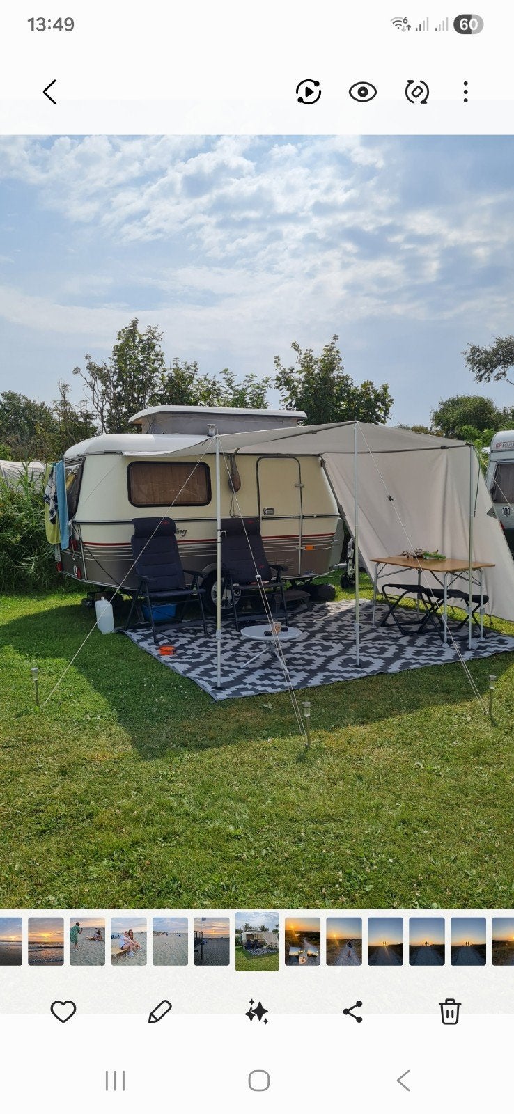 Schuifluifel speciaal voor Eriba, compleet met stokken, Caravans en Kamperen, Kampeeraccessoires, Gebruikt, Ophalen