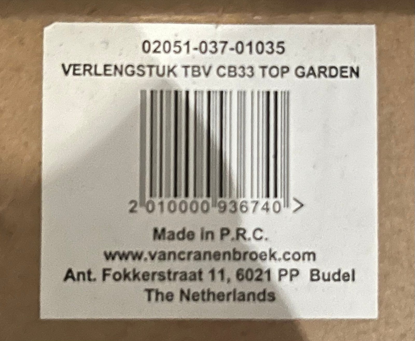 Verlengstuk TBV CB33 Top Garden, Ophalen of Verzenden, Nieuw