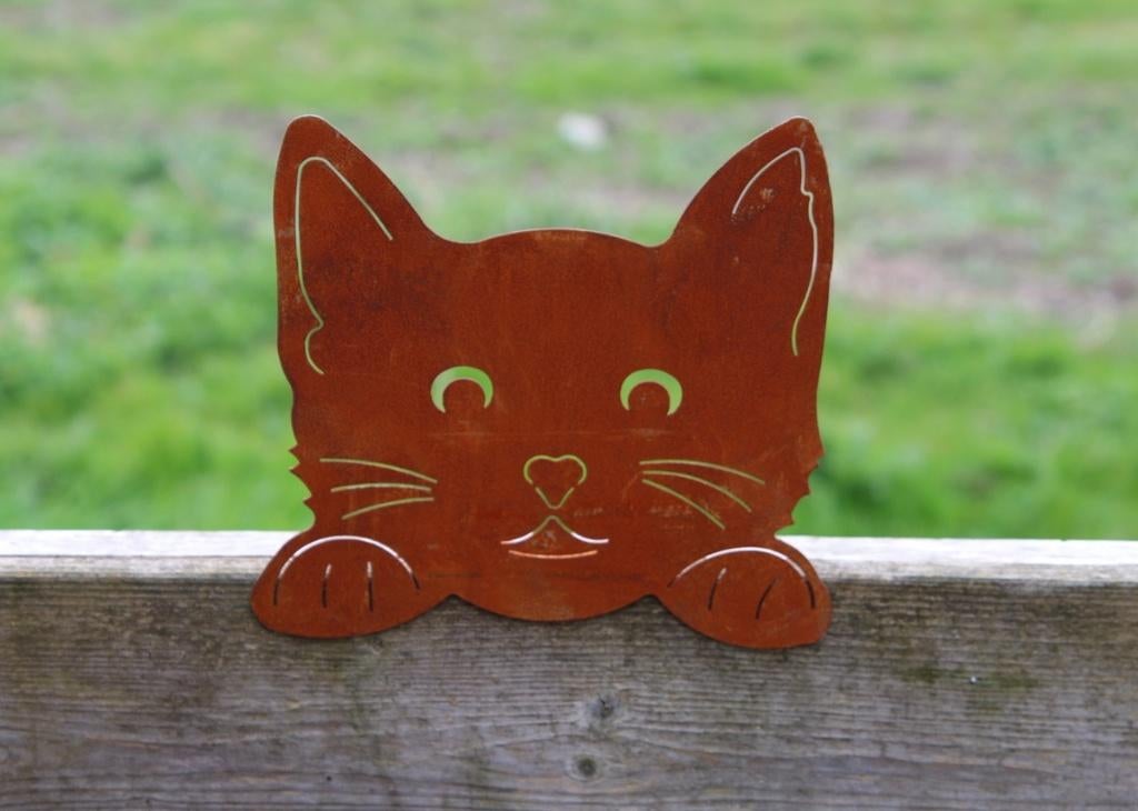 Silhouet poes, kat, metaal, schroefbaar op hek, paal, Robanjer, Nieuw, Ophalen of Verzenden, Harmelen