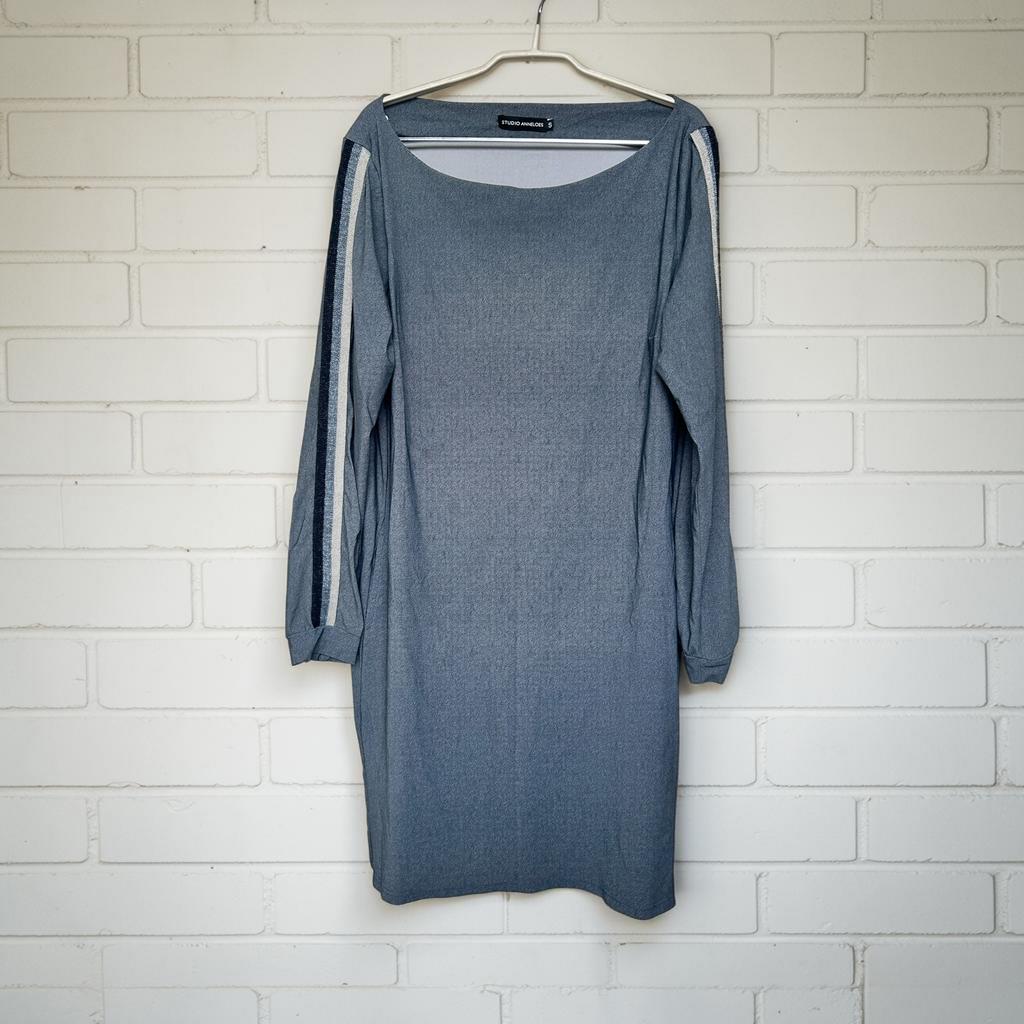 Studio Anneloes Jurk Maat S Grijs Blauw Streep Midi Basic, Blauw, Sa, Ophalen of Verzenden, Zo goed als nieuw