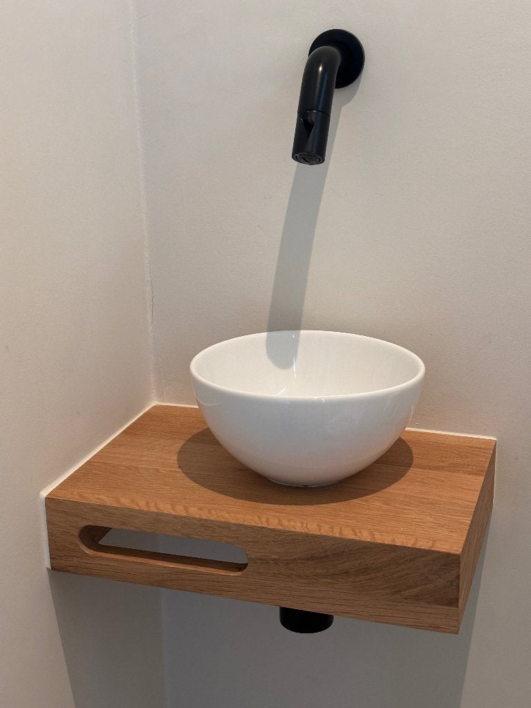 Eikenhouten fontein plank | planchet | toilet meubel, Minder dan 50 cm, Nieuw, Ophalen of Verzenden, Minder dan 100 cm