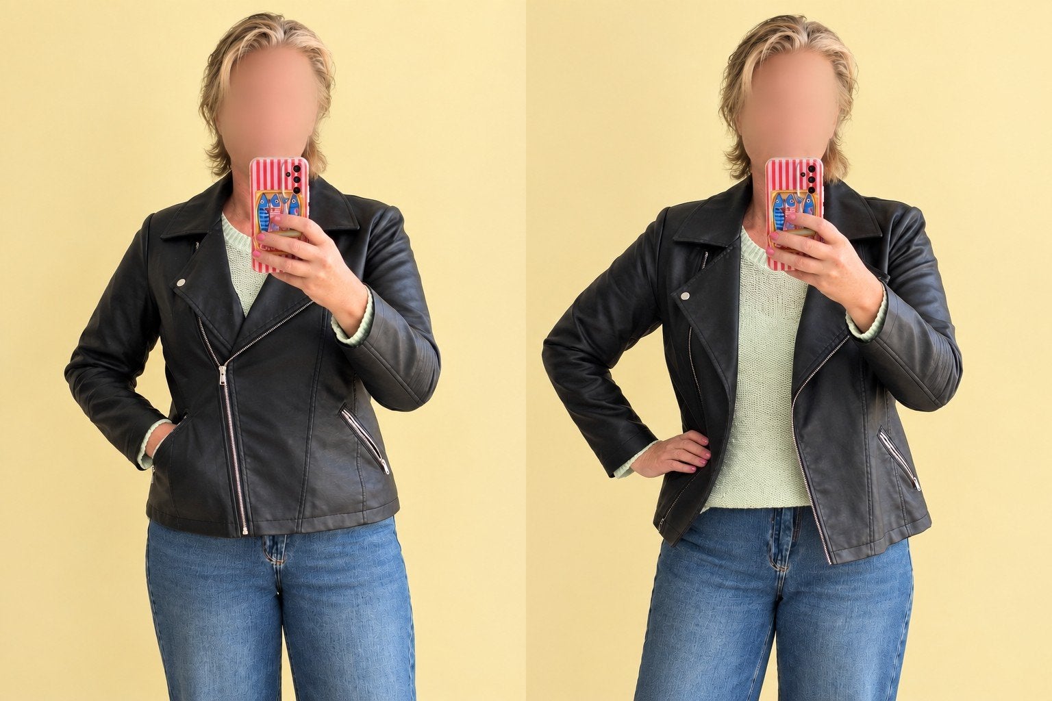 Zizzi, imitatie leren bikerjas Maat M, Kleding | Dames, Zizzi, Ophalen of Verzenden, Zo goed als nieuw, Zwart