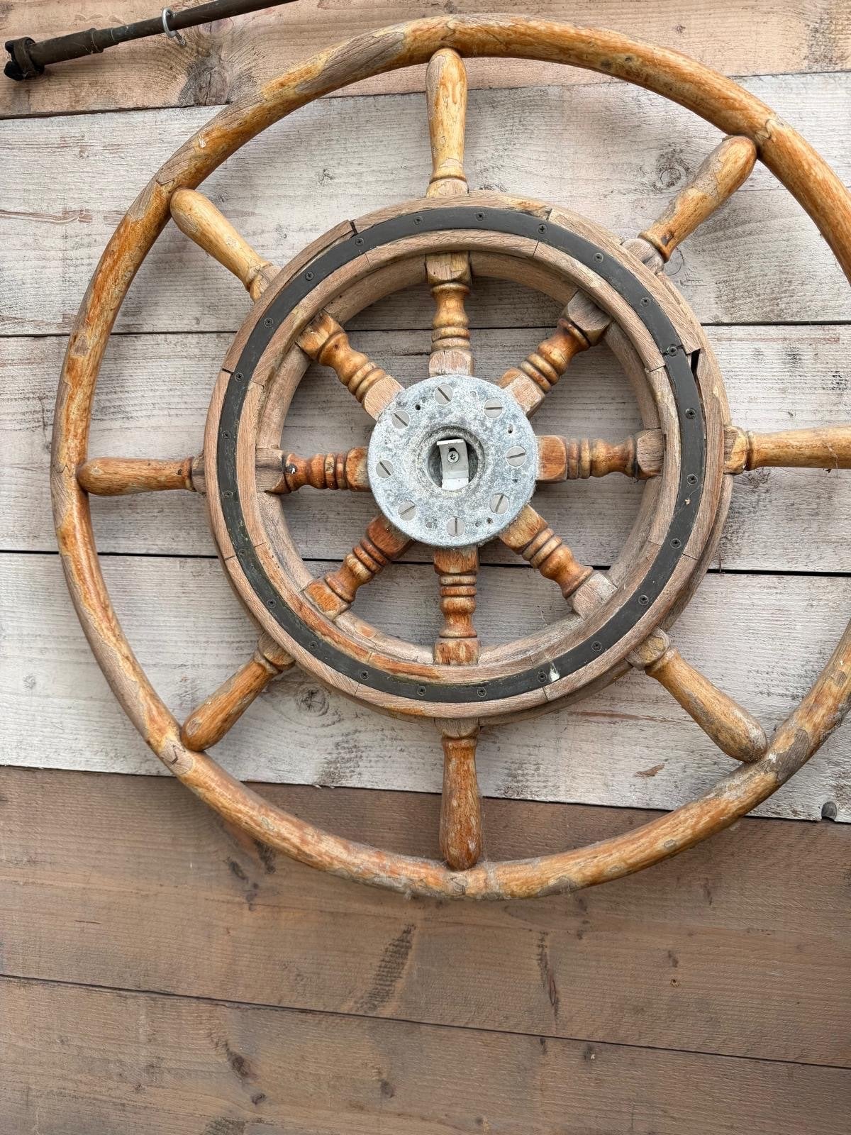 Antiek Houten Scheepsroer - Decoratief Stuurwiel, Ophalen of Verzenden