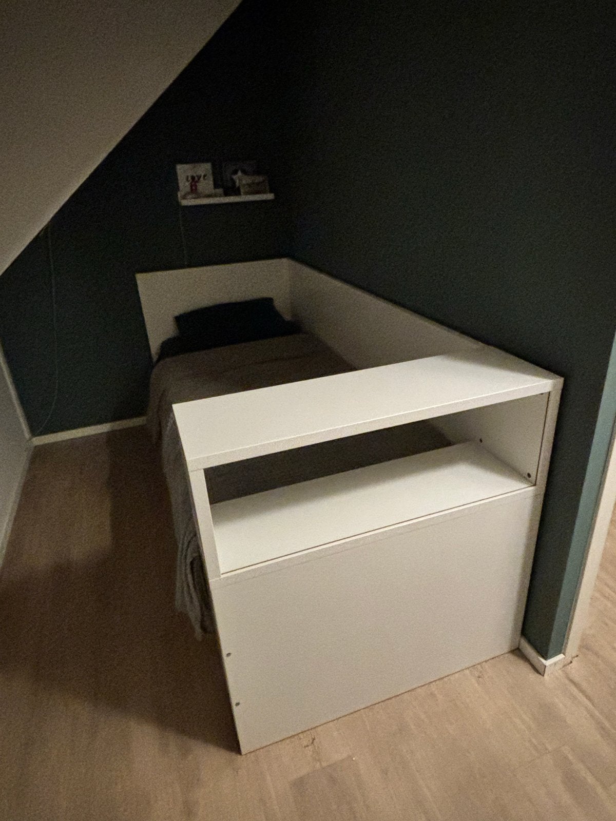 Eenpersoonsbed met uitschuifbaar logeerbed en opbergruimte, Ophalen, Gebruikt, 90 cm, Eenpersoons