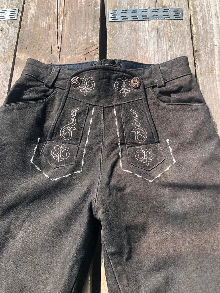 Stoere zwarte lederen lederhose maat S, Kleding | Heren, Wolperdinger, Zwart, Djt@dejuistetoon.eu, Ophalen of Verzenden