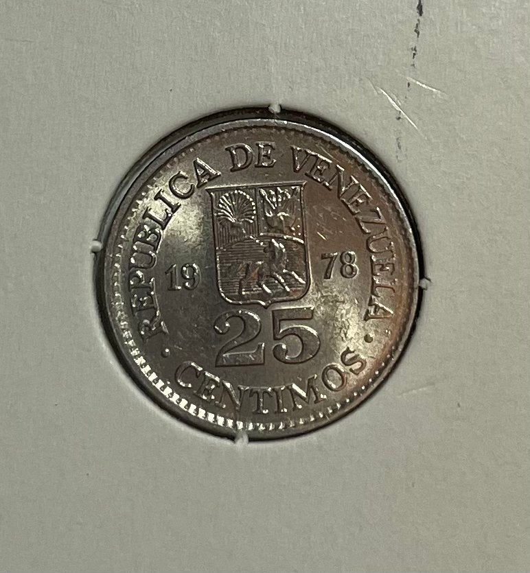 25 centimos Venezuela 1978, Ophalen of Verzenden, Zuid-Amerika