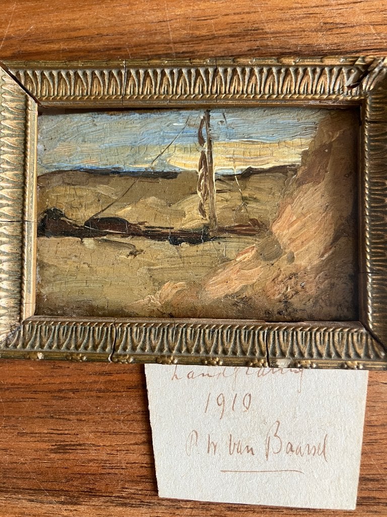 Landschap uit 1910 door P.H. van Baarsel, Ophalen of Verzenden, Schilderij, Overige technieken, Gesigneerd