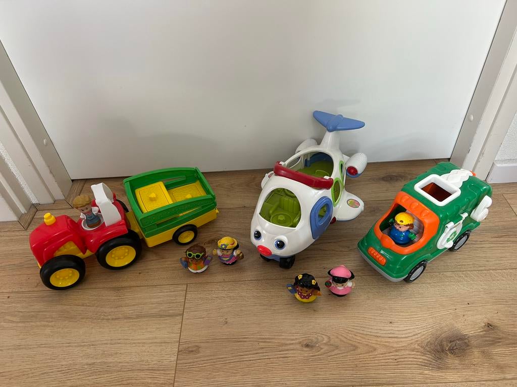 Little People Fisher Price tractor vliegtuig vuilniswagen, Ophalen of Verzenden, Gebruikt