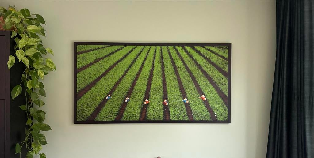 Vietnamees Rijstveld Kunstwerk - Handgeschilderd, Antiek en Kunst, Kunst | Schilderijen | Klassiek, Ophalen