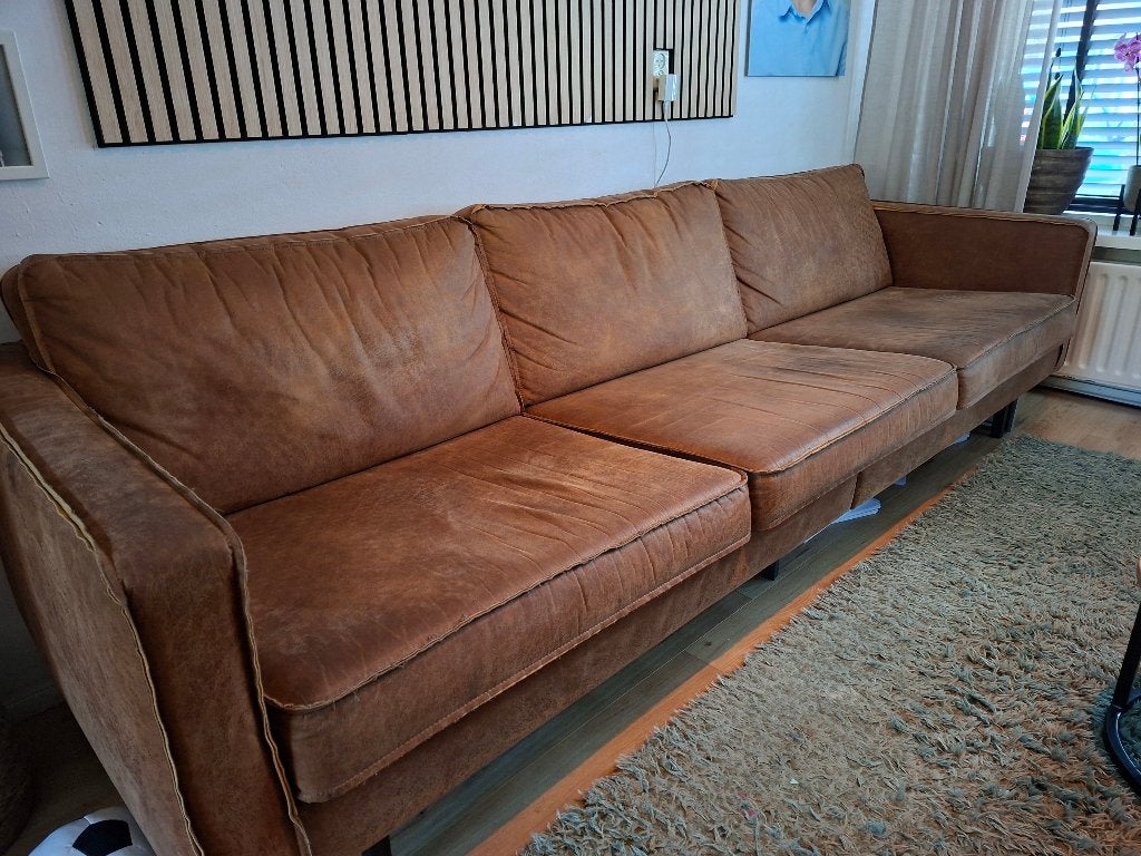mooi leren bank, Ophalen, 250 tot 300 cm, Gebruikt, Driepersoons