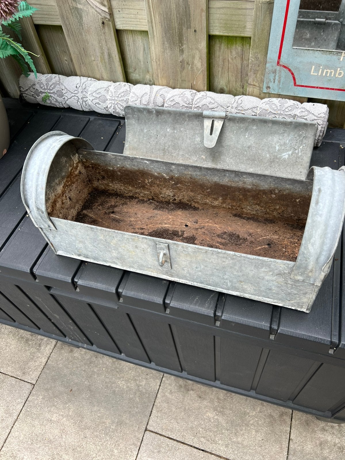 Oude zinken loodgieters koffer, Ophalen, Gebruikt, Minder dan 30 cm, Balkon