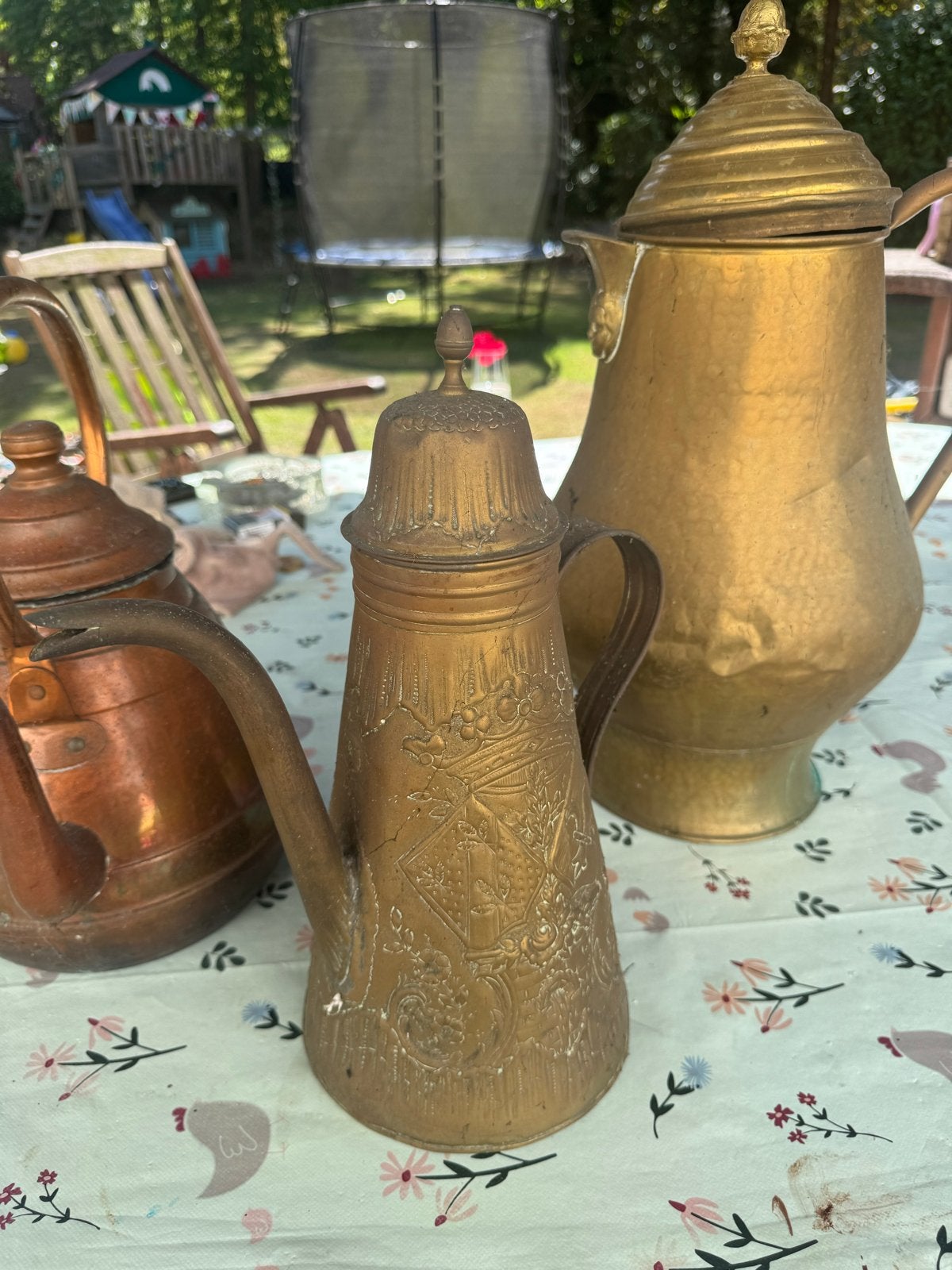 Antieke Koperen en Bronzen Ketels en Kannen - Set van 3, Ophalen of Verzenden, Koper