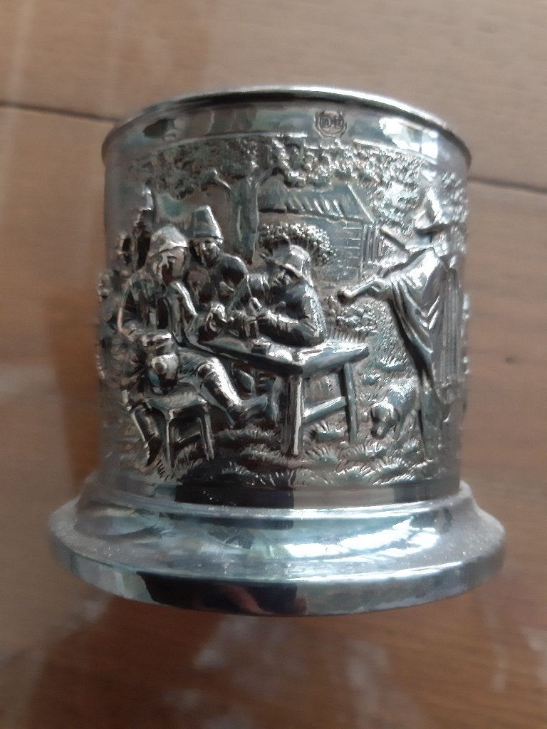 verzilverd sigaretten potje, Antiek en Kunst, Ophalen